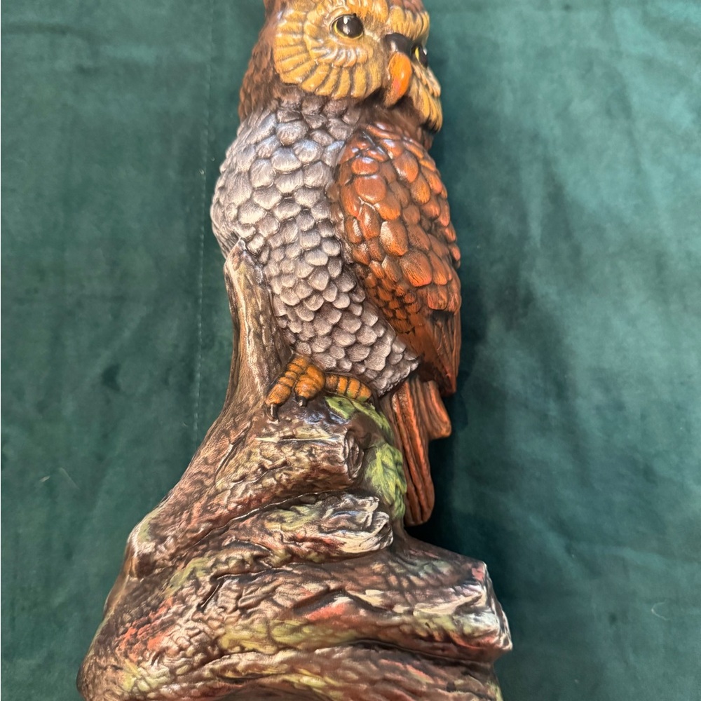 Handcrafted Owl Bird Ceramic Figurine - Brown and Gray authentic vintage 1980s